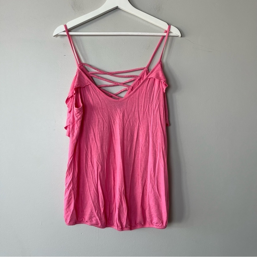 Venus Spaghetti Strap Cold‎ Shoulder Pink Lightweight Top Medium